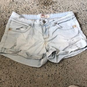 Light wash jean shorts